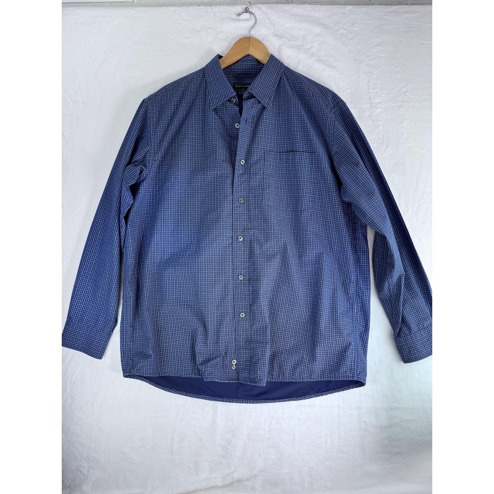 5.11 Tactical Series Shirt Mens Large Blue Check Plaid Long Sleeve Covert Casual